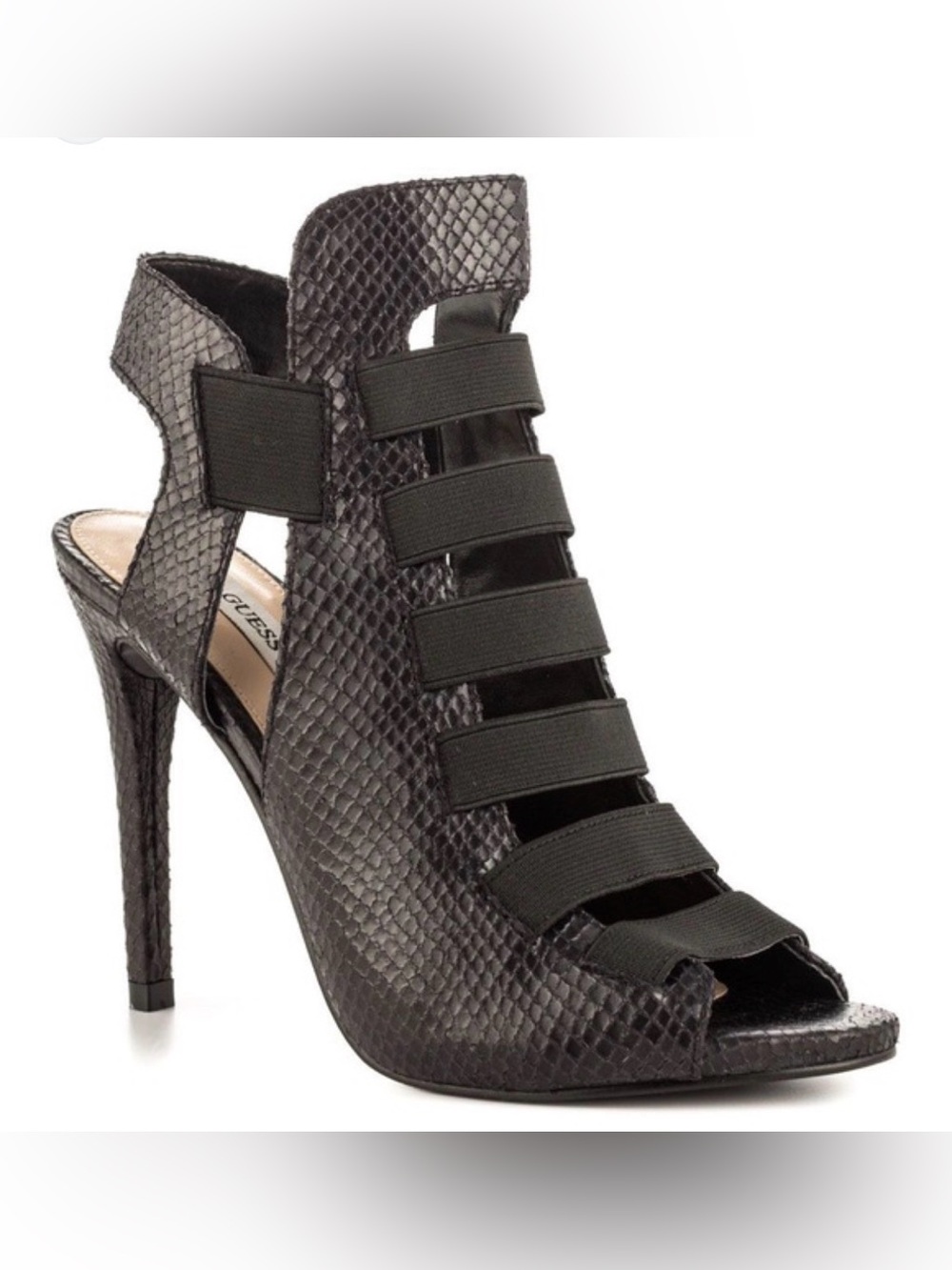 Guess Chica Snake-Embossed Strappy Stilettos